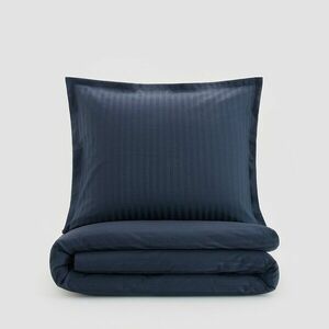 Reserved - Szatén ágynemű-garnitúra jacquard csíkokkal - Tengerészkék kép