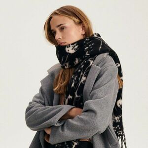 Reserved - Mintás sál rojtokkal - Fekete kép