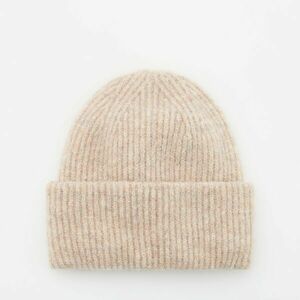 Reserved - Bordázott kötésű beanie sapka - Bézs kép