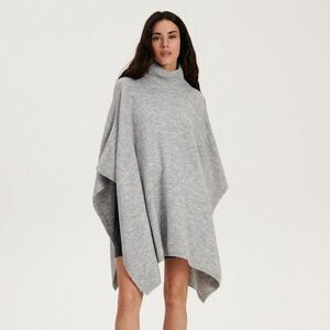 Reserved - Kötött garbós poncsó - Világosszürke kép