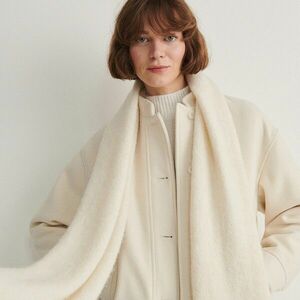 Reserved - Gyapjúval kevert sál - Krém kép