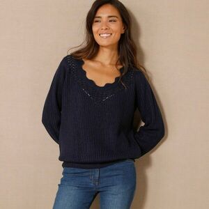 Pulóver azúrkék részletekkel kép