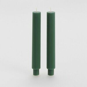Reserved - 2 darab barázdált gyertya - Zöld kép