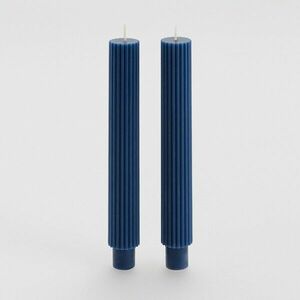 Reserved - 2 darab barázdált gyertya - Tengerészkék kép