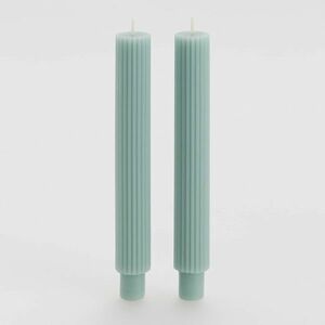 Reserved - 2 darab barázdált gyertya - Zöld kép