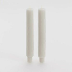 Reserved - 2 darab barázdált gyertya - Krém kép