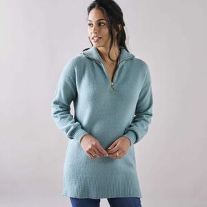 Hosszú pulóver állógallérral és cipzárral kép