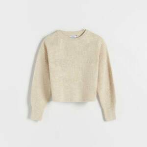 Reserved - Bordázott kötésű pulóver - Bézs kép