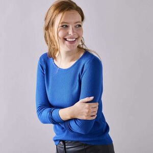 Bordázott, kerek nyakú pulóver kép