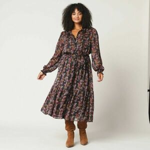 Hosszú, voile ruha mintával és fémes szálakkal kép