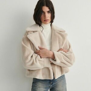 Reserved - Szőrmehatású dzseki - Krém kép