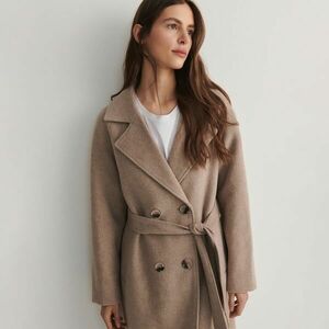 Reserved - Kabát steppelt kapucnival - Bézs kép