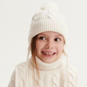 Reserved - Beanie sapka fűzővel - Krém kép