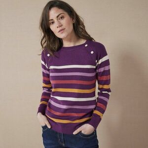 Csíkos pulóver dekoratív gombokkal kép