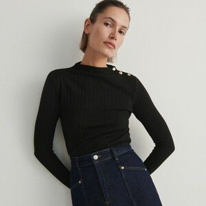 Reserved - Félgarbós nyakú blúz - Fekete kép