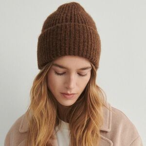 Reserved - Bordázott kötésű beanie sapka - Bordó kép