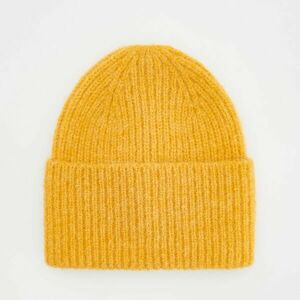 Reserved - Bordázott kötésű beanie sapka - Sárga kép