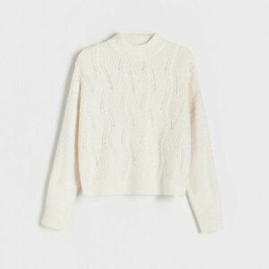 Reserved - Dekoratív kötésű pulóver - Krém kép