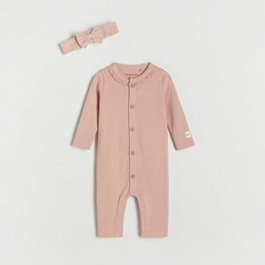 Reserved - Pamut kezeslábas és fejpánt, szettben - Rózsaszín kép