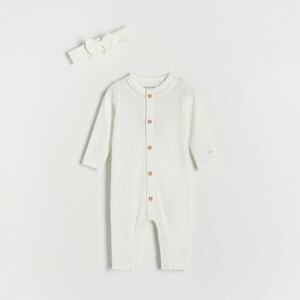 Reserved - Pamut kezeslábas és fejpánt, szettben - Krém kép