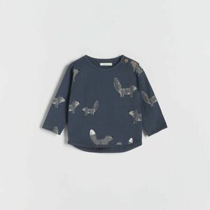 Reserved - Mintás, hosszú ujjú pamutpóló - Szürke kép