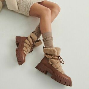 Reserved - Bőr bokacsizma - Bézs kép