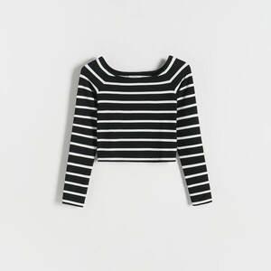 Reserved - Testhezálló, csíkos, hosszú ujjú felső - Fekete kép