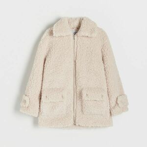 Reserved - Műgyapjú kabát dekoratív zsebekkel - Bézs kép