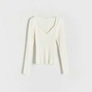 Reserved - Hosszú ujjú felső szív alakú nyakkivágással - Krém kép