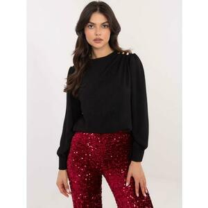 Fekete estélyi blúz drapériával kép