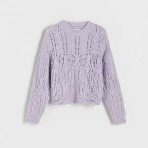 Reserved - Dekoratív kötésű pulóver - Bíbor kép