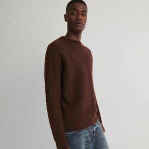 Reserved - Bordázott kötésű pulóver - Barna kép
