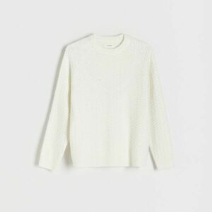 Reserved - Bordázott kötésű pulóver - Krém kép