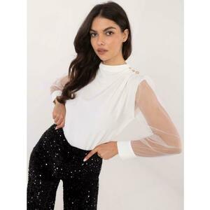 Fehér estélyi blúz hálós ujjakkal kép