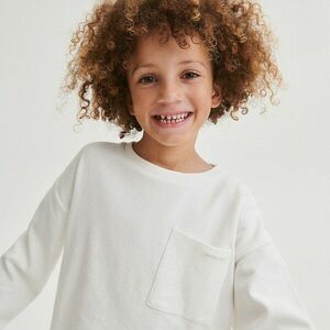 Reserved - Oversized hosszú ujjú póló zsebbel - Krém kép