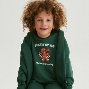 Reserved - Oversized hosszú ujjú póló karácsonyi mintával - Khaki kép