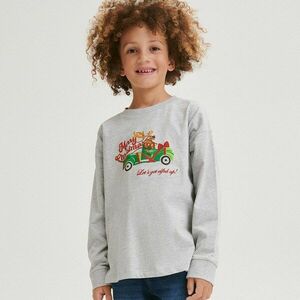 Reserved - Oversized hosszú ujjú póló karácsonyi mintával - Világosszürke kép