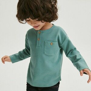 Reserved - Bordás henley hosszú ujjú póló - Türkiz kép