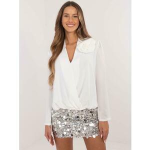 Fehér hosszú ujjú borítékos party blúz kép