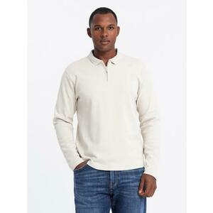 Férfi hosszú ujjú pólóing cipzáras gallérral - krém V3 OM-POLS-0130 kép