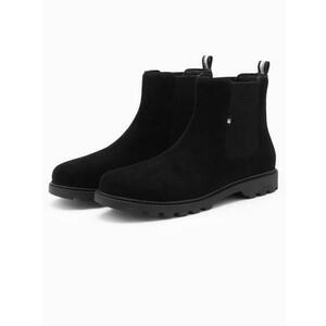 Férfi slip-on cipő szarvasbőrből, magas felsőrésszel – fekete V1 OM-FOBO-0173 kép