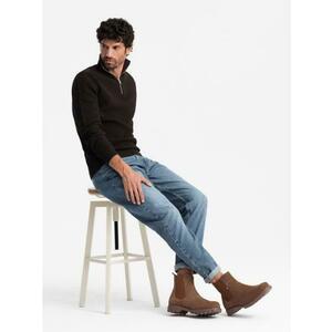 Férfi szarvasbőr slip-on cipő magas felsőrésszel – világosbarna V4 OM-FOBO-0173 kép