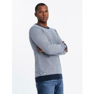 Férfi RELAXED FIT pulóver gyémántmintás kötött anyagból – sötétkék V2 OM-SWSW-0110 kép