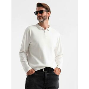 Férfi pólóing hosszú ujjú, cipzáras gallérral - fehér V1 OM-POLS-0130 kép