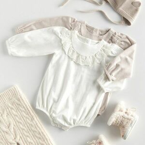 Reserved - Pamutban gazdag body angol madeira fodros díszítéssel - Krém kép