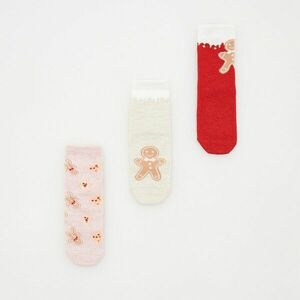 Reserved - 3 pár karácsonyi zokni domború díszítéssel - Piros kép