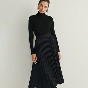 Reserved - Pliszírozott midiszoknya - Tengerészkék kép