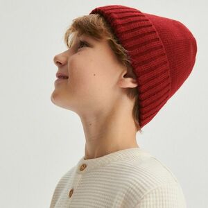 Reserved - Gyapjúkeverék beanie sapka - Piros kép