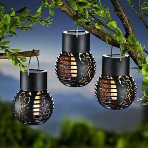 3 db függő kerti szolár dekoráció Láng kép