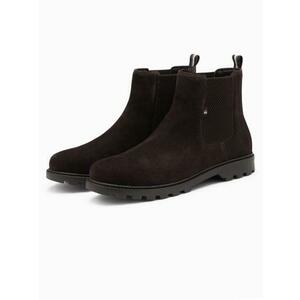 Férfi szarvasbőr slip-on cipő magas felsőrésszel – sötétbarna V2 OM-FOBO-0173 kép